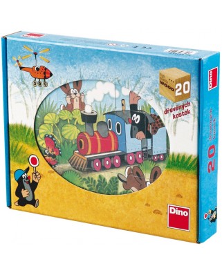 Puzzle cuburi din lemn Dino - The Little Mole, 20 piese (63022)