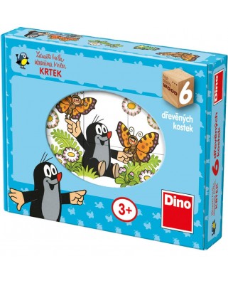 Puzzle cuburi din lemn Dino - The Little Mole, 6 piese (63026)