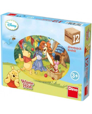 Puzzle cuburi din lemn Dino - Winnie the Pooh, 12 piese (63015)