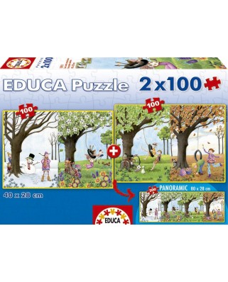 Puzzle Educa - The four Seasons, 2x100 piese (15911)