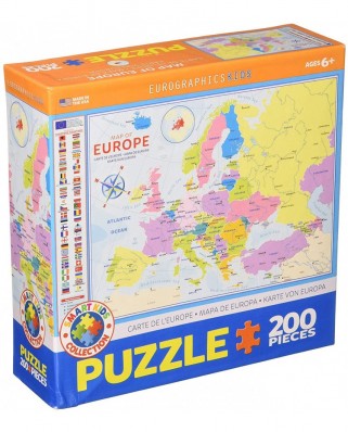 Puzzle Eurographics - Map of Europe, 200 piese (6200-5374)