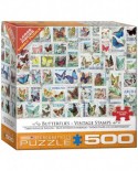 Puzzle Eurographics - Vintage Stamps - Butterflies, 500 piese XXL (8500-5356)