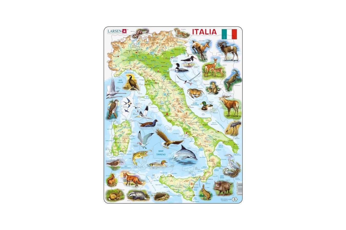 Puzzle Larsen - Map of Italy (in Italian), 65 piese (K83-IT)