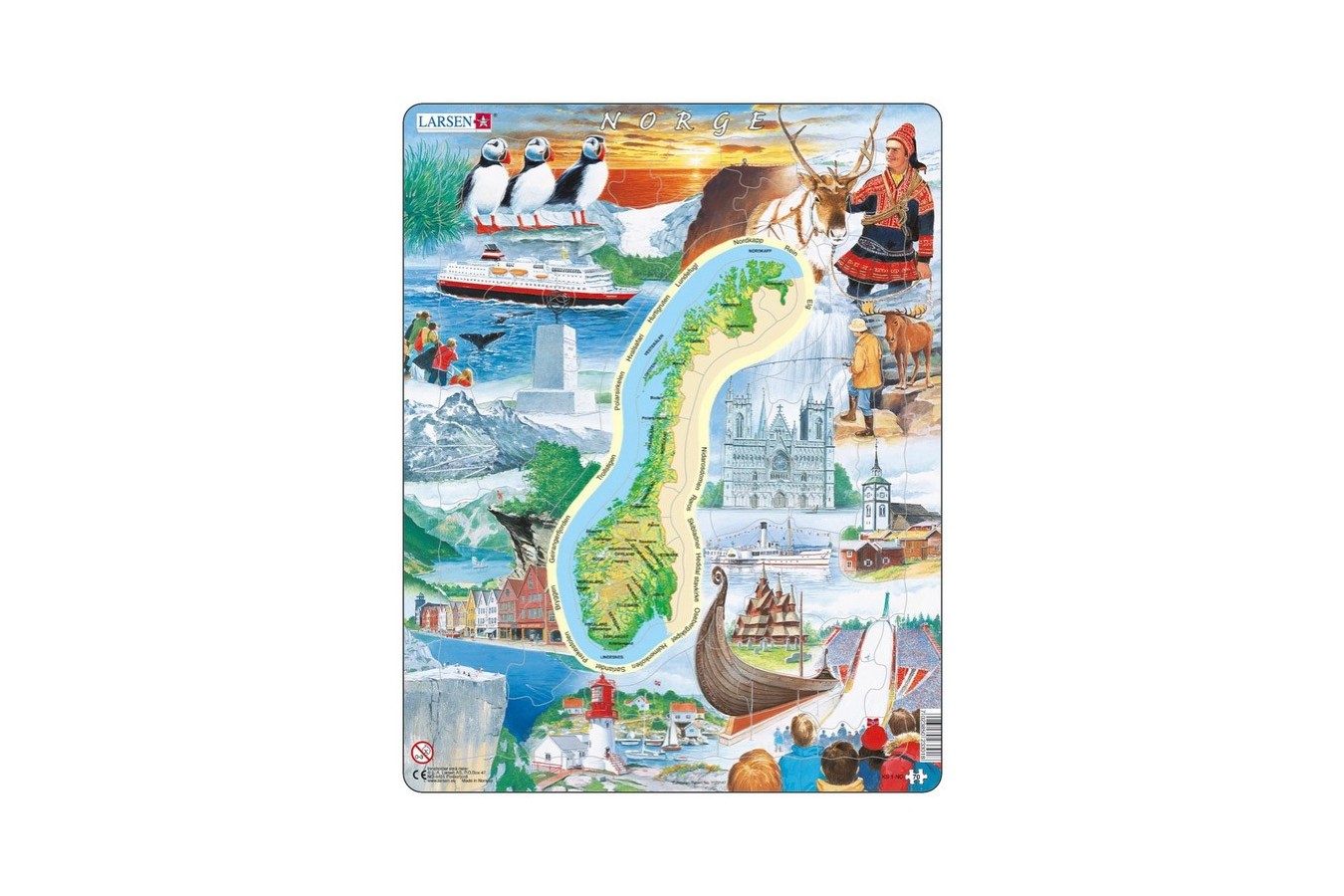 Puzzle Larsen - Physical map of Norway, 70 piese (KS1-NO)