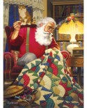 Puzzle Sunsout - Tom Newsom: Quilting Santa, 1000 piese (23328)