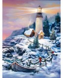 Puzzle Sunsout - Sandra Bergeron: Christmas Lighthouse, 1000 piese (49152)