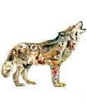 Puzzle contur Sunsout - Greg Giordano: Native American Wolf, 750 piese XXL (96049)