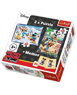 Puzzle Trefl - 2 Puzzles + Memo - Mickey, 24/48 piese (90604)