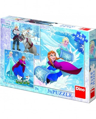 Puzzle Dino - Frozen, 3x55 piese (62884)