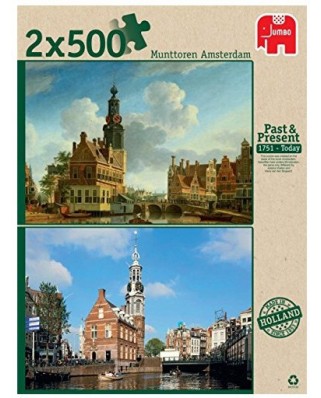 Puzzle Jumbo - Past and Present - Munttoren Amsterdam, 2x500 piese (18347)