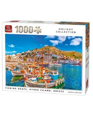 Puzzle King - Fishing Boats, Hydra Island, Greece, 1000 piese (05712)