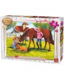 Puzzle King - Girls & Horses, 100 piese (05297)