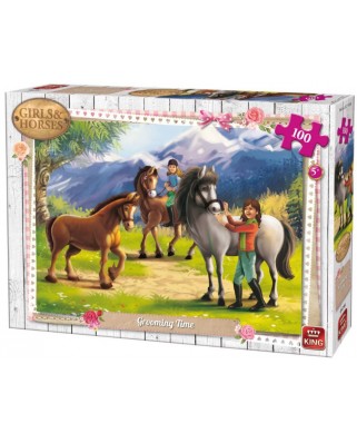 Puzzle King - Girls & Horses, 100 piese (05298)