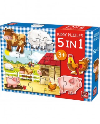 Puzzle King - Kiddy Puzzles 5 in 1, 2/3/4/6/12 piese (05074)