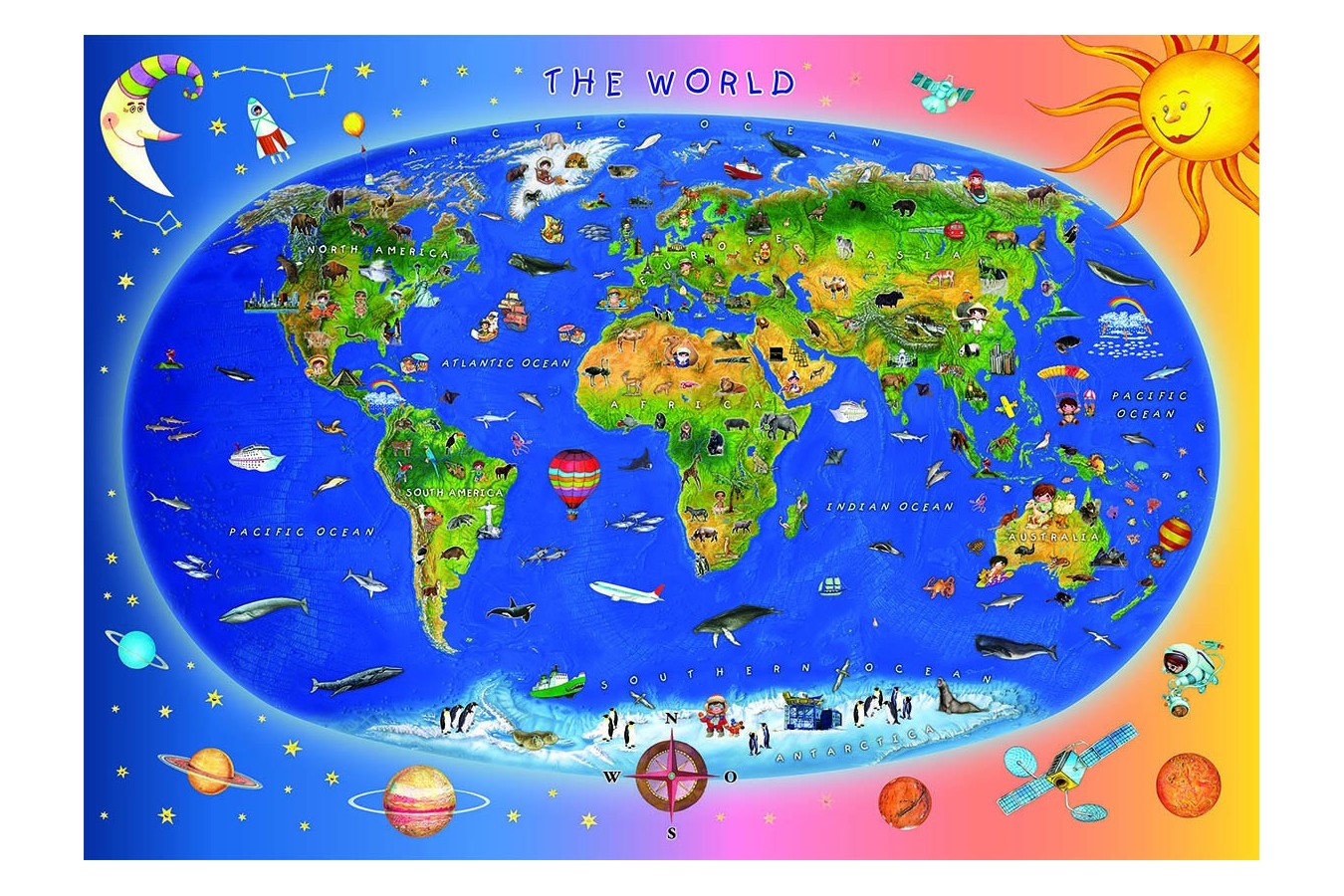 Puzzle Dino - World Map for Kids, 300 piese (62917)