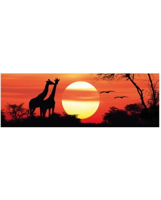 Puzzle panoramic Dino - Giraffes at the Sunfall, 1000 piese (62438)